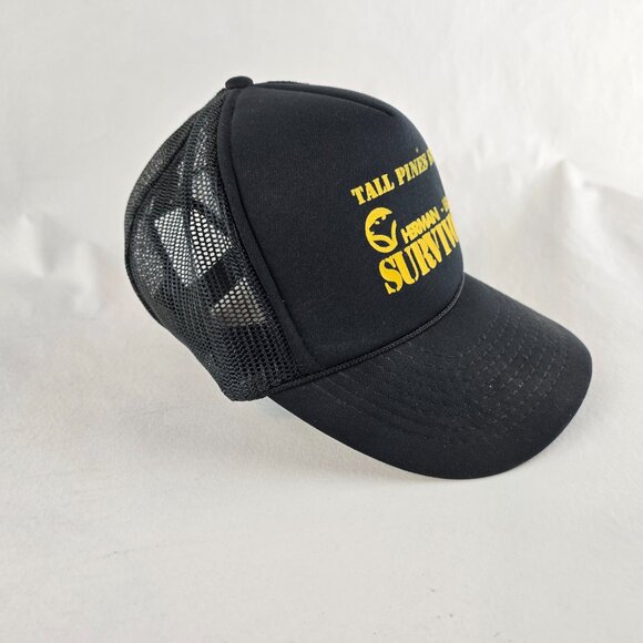 Vintage Foam Trucker Hat Mens Snapback Black Herman-USA Survivors Tall Pines - Picture 2 of 10